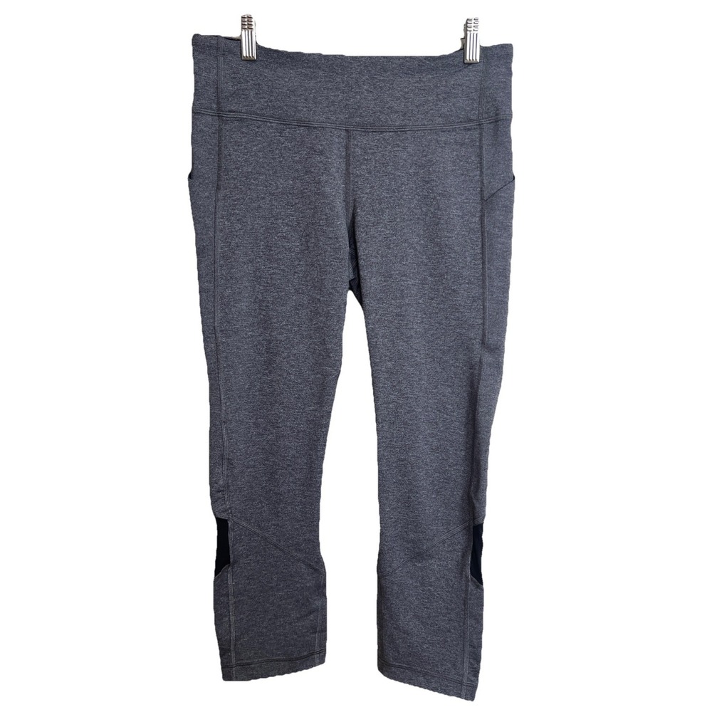Lululemon Pace Rival‎ Crop Gray Black Size 8 Nulux Pockets Run Gym Yoga
